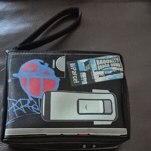 Graphic Parel Zip Pouch with Urban Sticker Art Wrislet